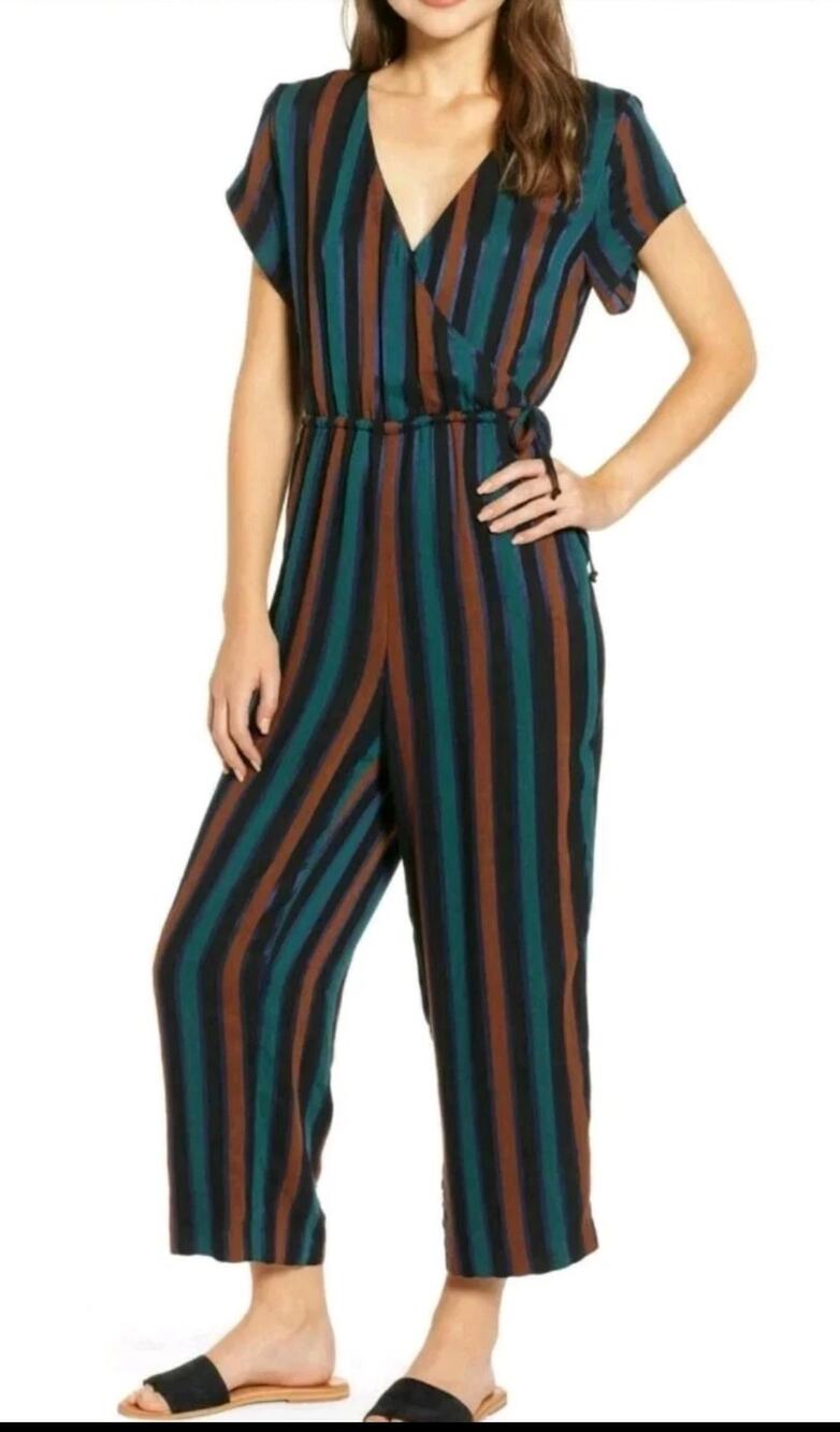 Madewell Women's Striped Short Sleeve Kent Jumpsuit Sz 4 Style K7121 Wool blend